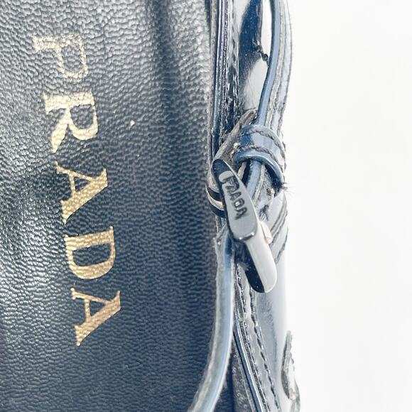 Vintage Prada 1996 Blue Leather Floral Appliqué Block Heel Mary Jane Pumps IT 39 - Picture 9 of 15